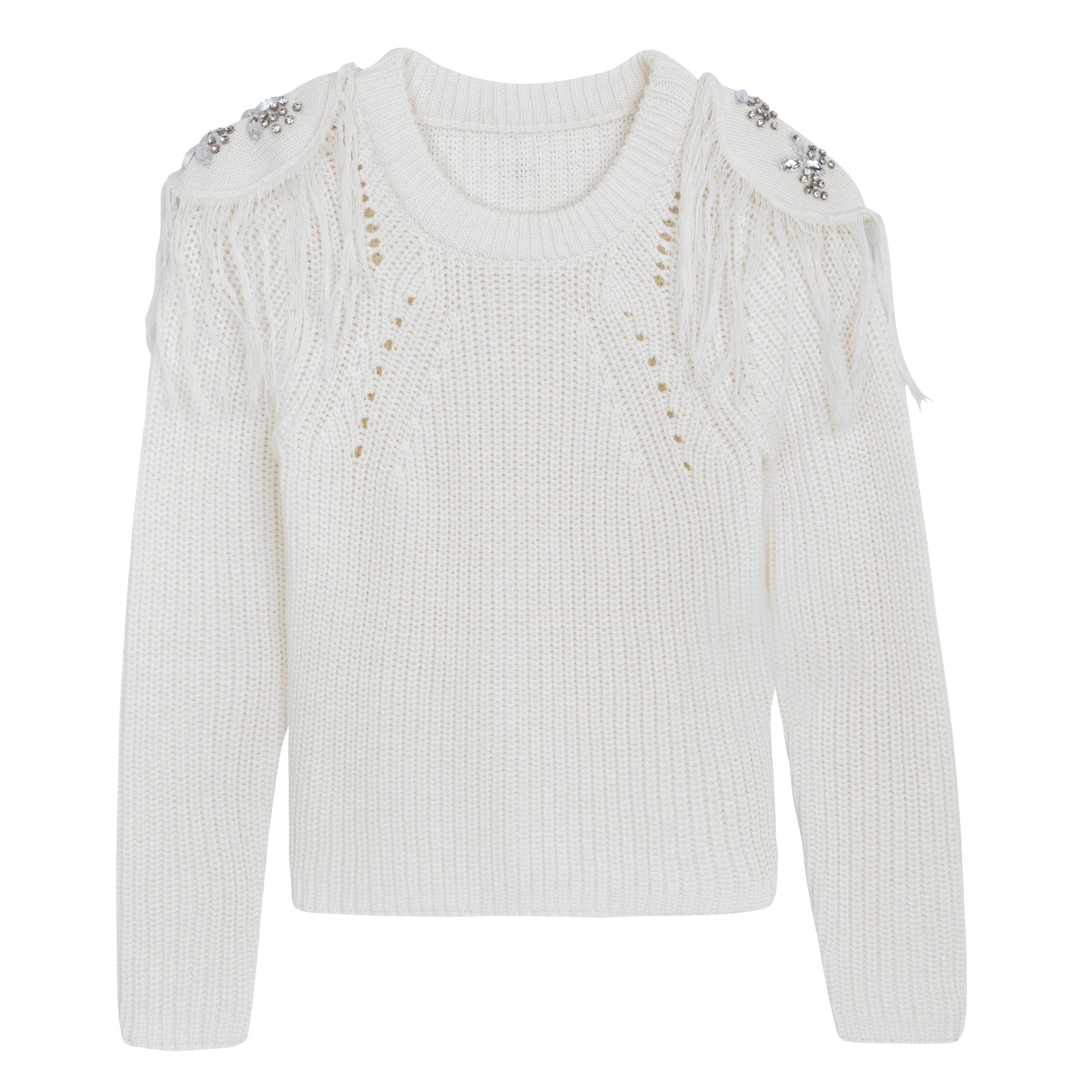 KNIT WITH SHOULDER PATCH WHITE